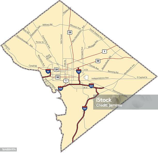Distrito De Colúmbia Mapa Da Rua - Arte vetorial de stock e mais imagens de Washington DC - Washington DC, Mapa de Estradas, Mapa