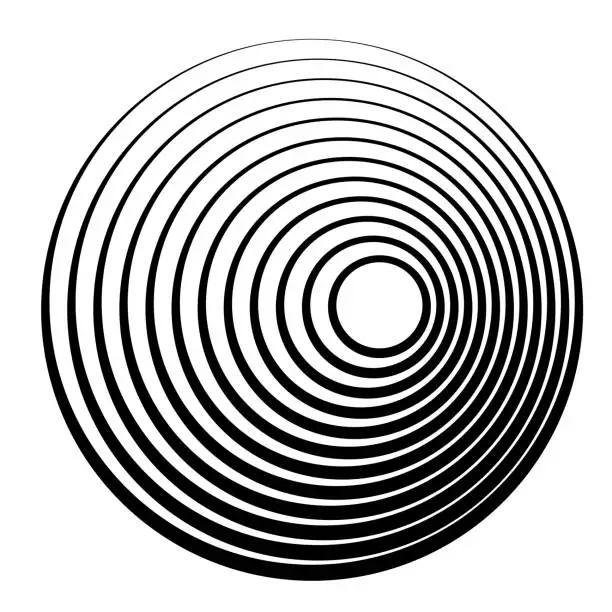 Vector illustration of Off center concentric circles with varying line width pattern