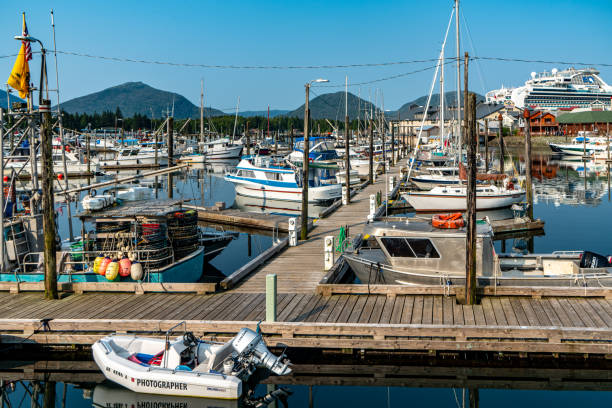 widok przystani w ketchikan, alaska, stany zjednoczone - creek street zdjęcia i obrazy z banku zdjęć