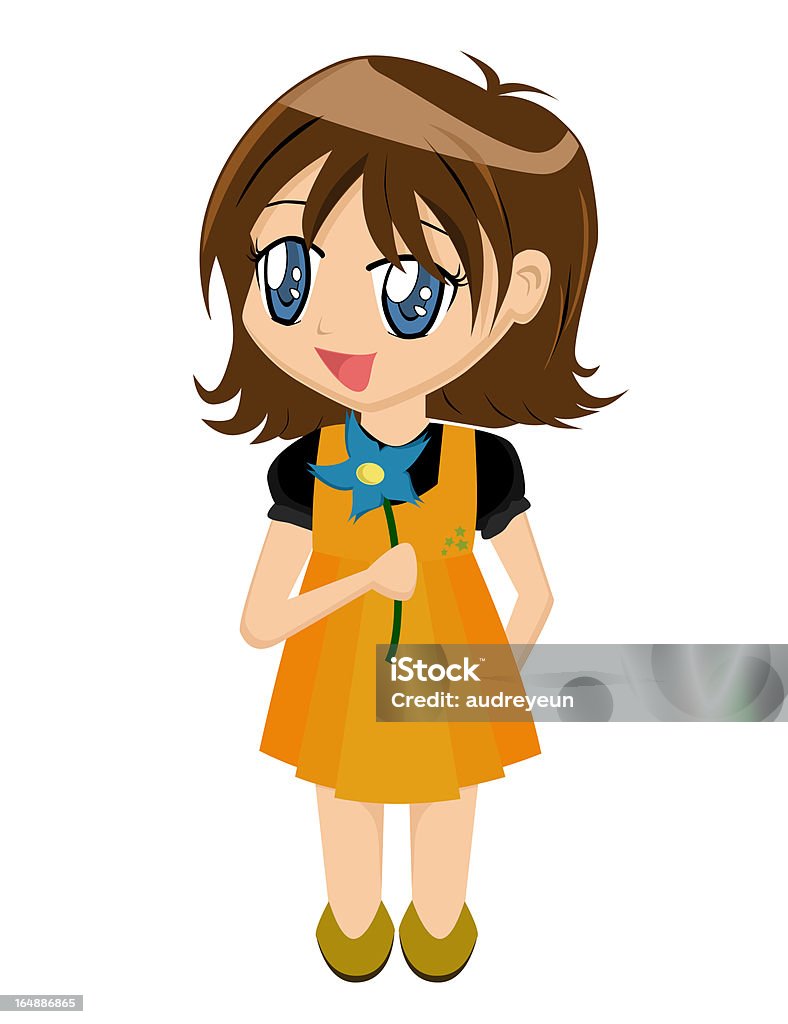 Cartoon Girl With Flower Stock Illustration - Download Image Now - Blue, Brown, Brown Hair - iStock Cartoon Girl With Flower Stock Illustration - Download Image Now - Blue, Brown, Brown Hair - iStock
