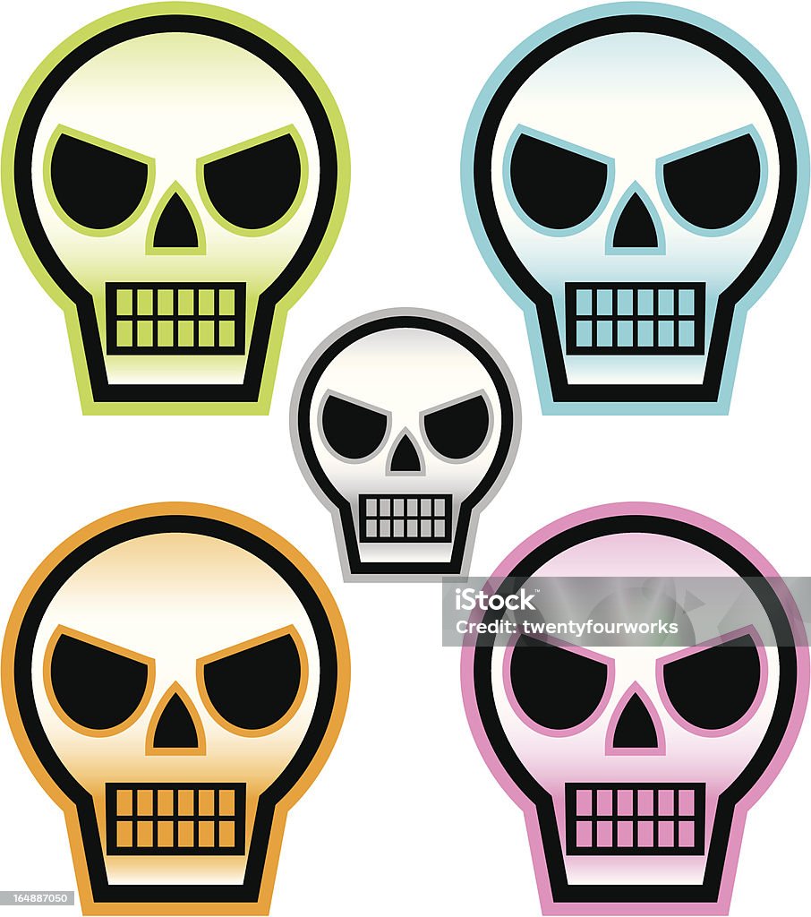 Acid Skulls 5 graphic skulls icons in bright acidic colors. Acid stock vector