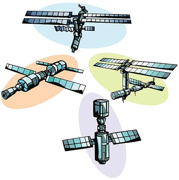 Space illustrations: Stations (Vector) vector art illustration