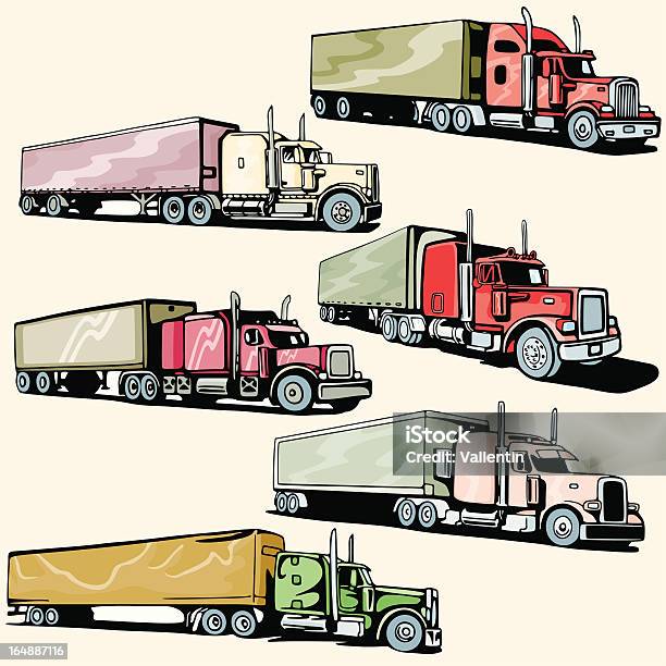 Samochód Ilustracji Xxxviii Autostrada Samochodów Ciężarowych Wektor - Stockowe grafiki wektorowe i więcej obrazów Ciężarówka transportowa