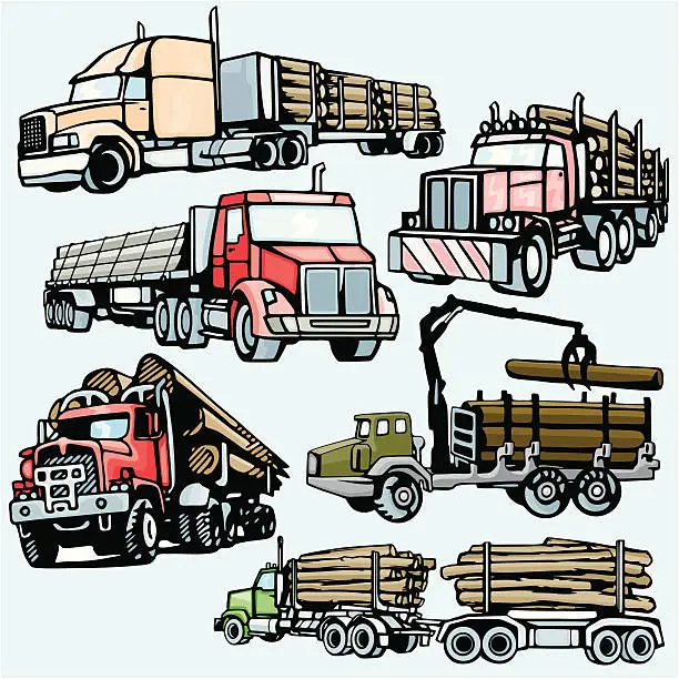 Vector illustration of Truck Illustrations V: Forwarders (Vector)