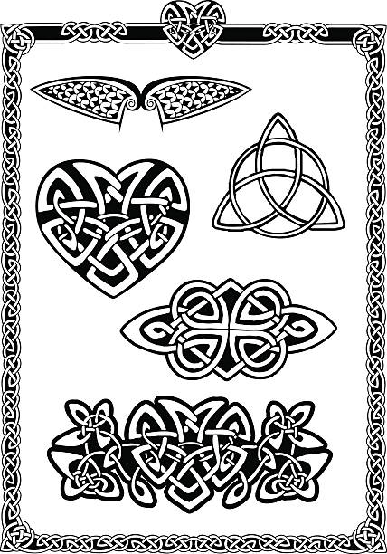 컬렉션 셀틱 예술직 pt1 - celtic culture tied knot northern ireland cross stock illustrations