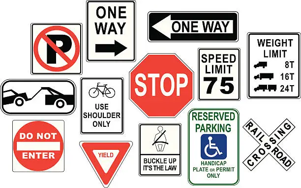 Vector illustration of Road sign design elements / icons