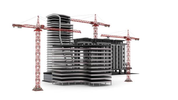 istock Construction site with a tower crane. Construction of residential buildings. Panoramic view of the construction of skyscrapers. Landscape with a modern city. 1648874893