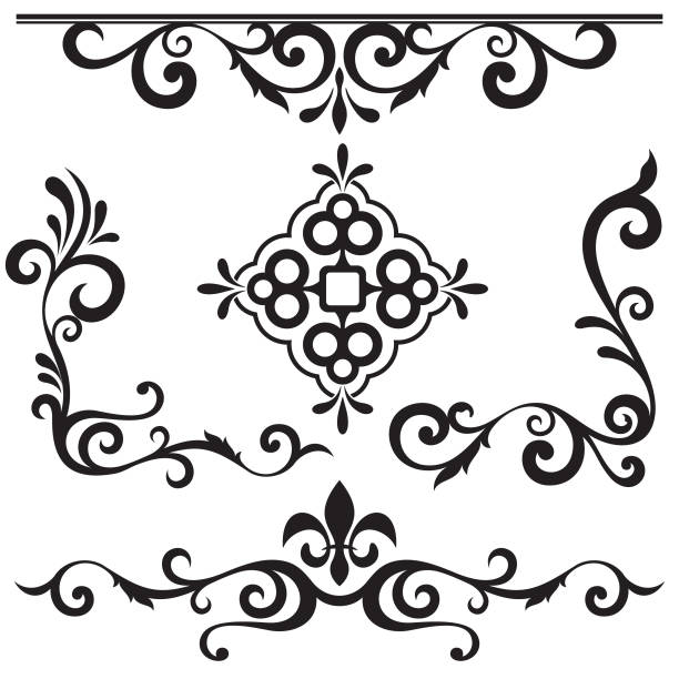wykwintne ozdobnych projekt opakowania (wektorowe - gothic style scroll floral pattern victorian style stock illustrations