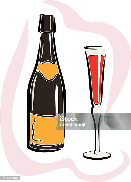 Flasche Und Glas Rotwein Vektor Stock Vektor Art und mehr Bilder von Alkoholisches Getränk - Alkoholisches Getränk, Bunt - Farbton, Champagnerglas