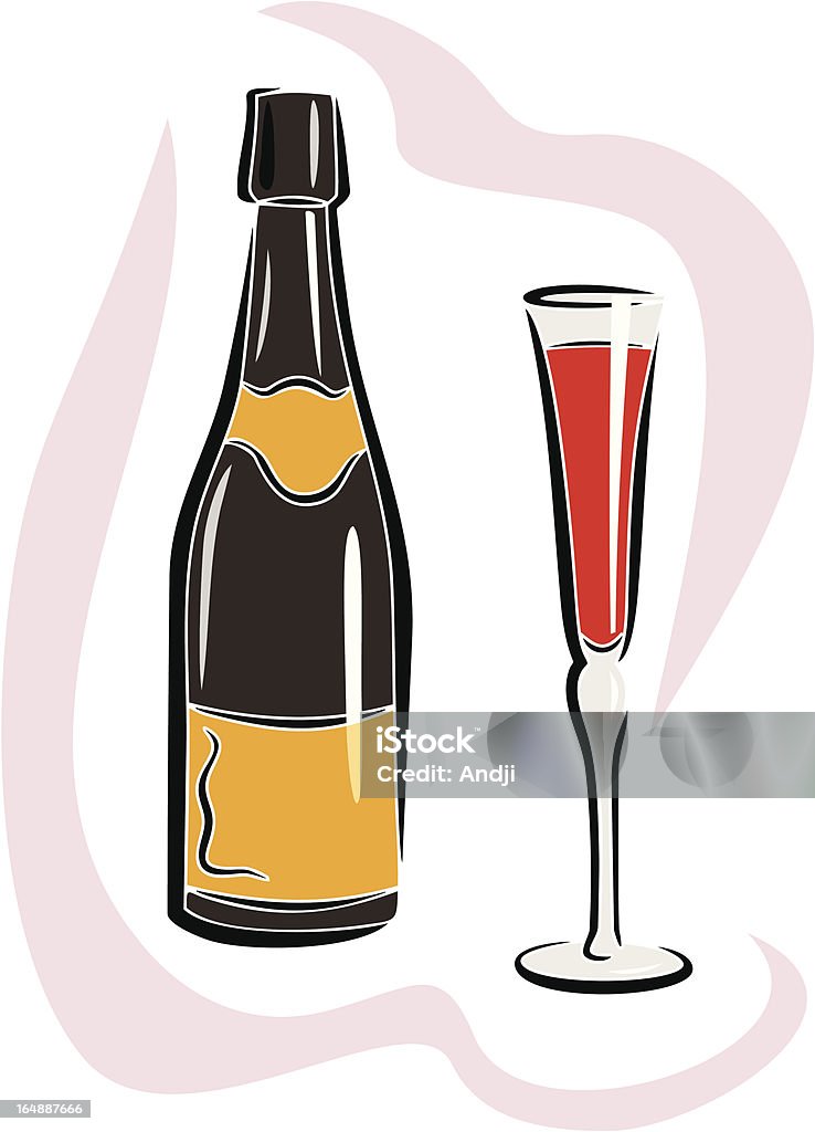 Garrafa de Vinho Tinto e vidro (Vector - Royalty-free Bebida arte vetorial