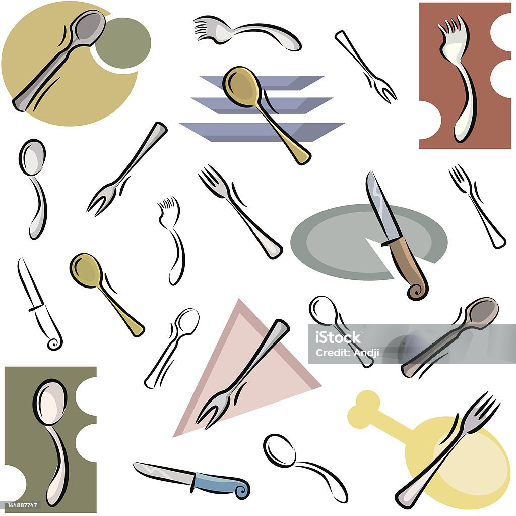 Fresh Icons: Kitchen V (Vector) "A set of cutlery vector icons in color, and black and white renderings." Appliance stock vector