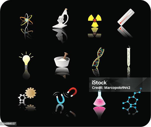 Icon Set De La Science Vecteurs libres de droits et plus d'images vectorielles de Aimant - Aimant, Aimant en fer à cheval, Ampoule électrique