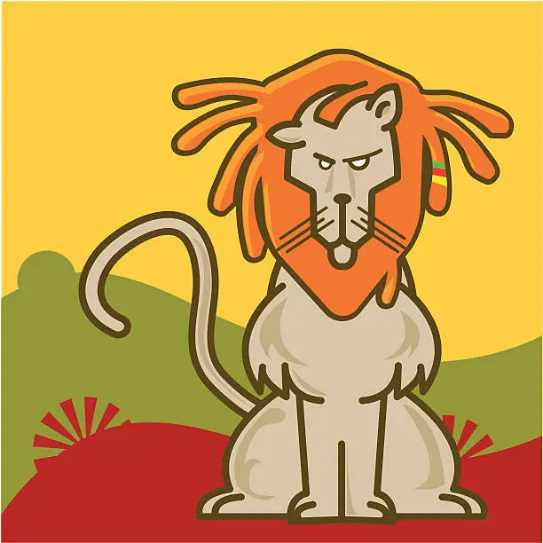 Vector illustration of lion with dreadlocks