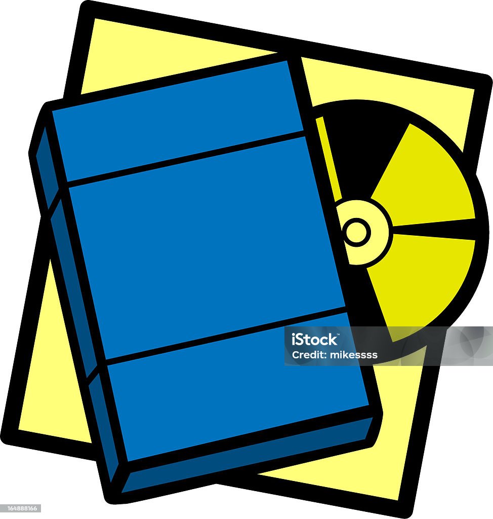 dvd with box "illustration of a dvd with its box, can represent concepts like technology, compact discs and dvd, entertainment, multimedia, data storage, movies, among others" DVD stock vector