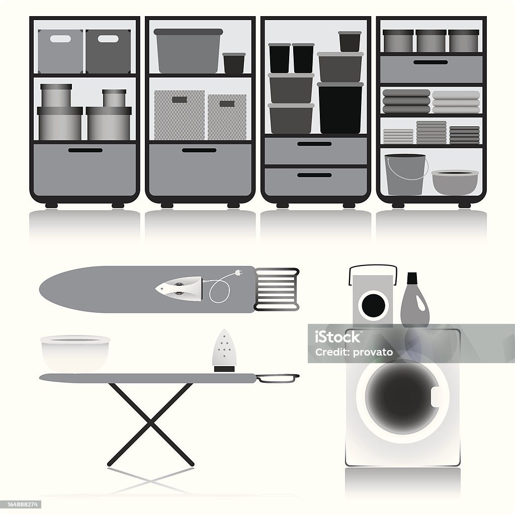 Abstellraum in Schwarz & Weiß - Lizenzfrei Bügeleisen Vektorgrafik