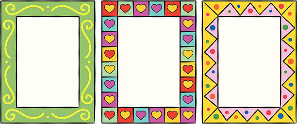 ilustraciones, imágenes clip art, dibujos animados e iconos de stock de conjunto de marcos decorativos de vector divertidos original - bookplate cartoon heart shape frame