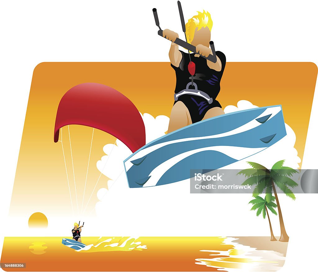 kite surf - arte vectorial de Actividad libre de derechos