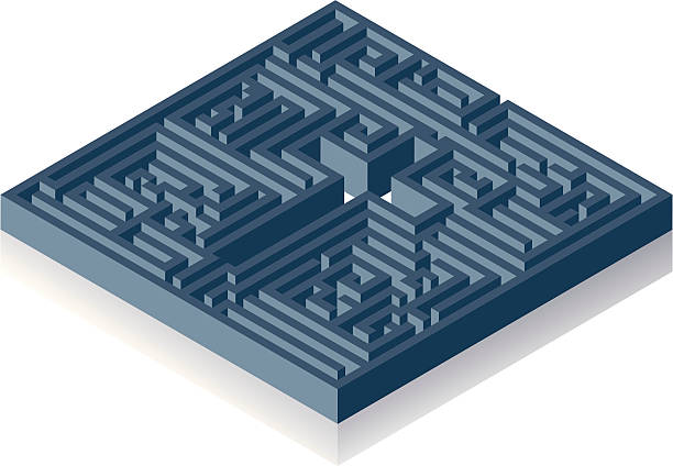 3D Cross Maze vector art illustration