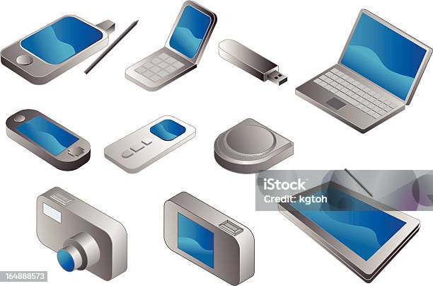 Ilustración de Electrónica Gadgets Clipart Vectorial Isométricos y más Vectores Libres de Derechos de Llavero USB de memoria - Llavero USB de memoria, Ordenador portátil, Proyección isométrica