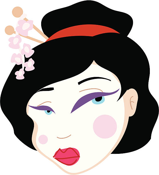 Geisha Girl vector art illustration