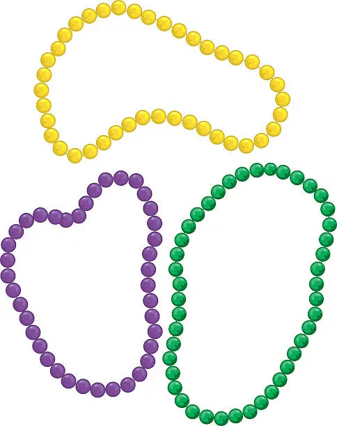 Vector illustration of Three different colored Mardi Gras beads