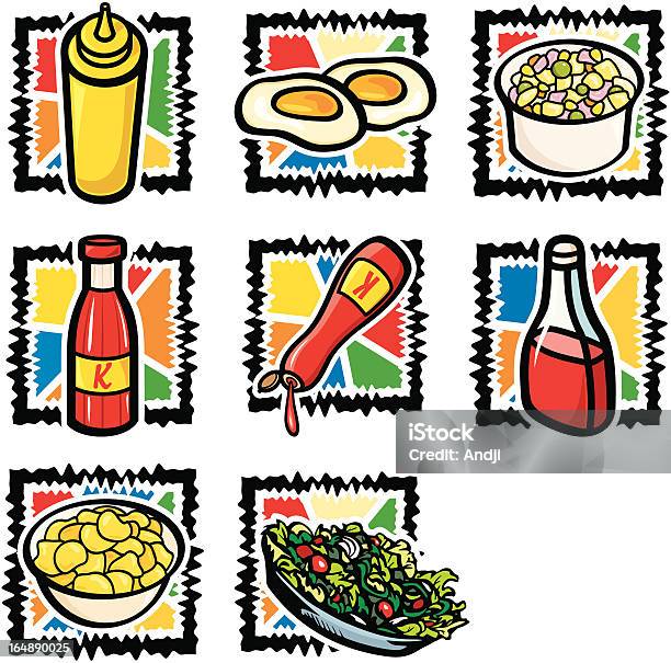 Fastfood X Salate Und Ketchups Vektor Stock Vektor Art und mehr Bilder von Brokkoli - Brokkoli, ClipArt, Ei