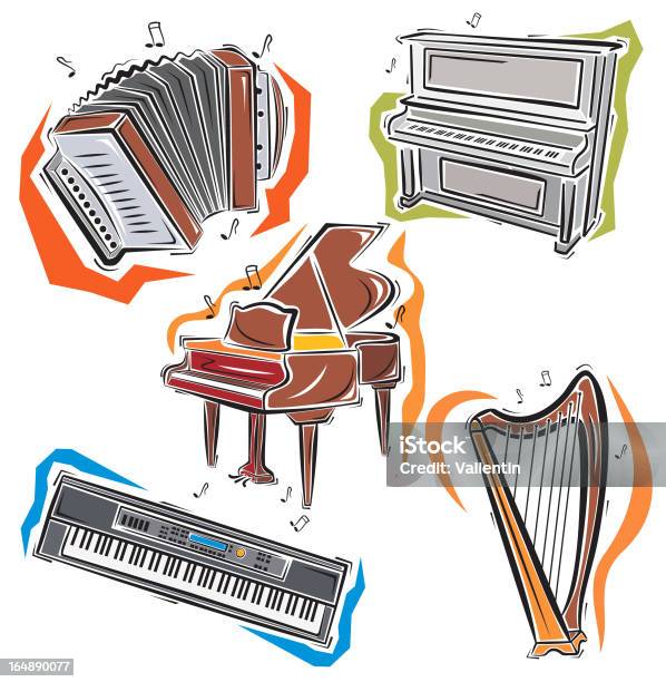 Instrumentos De Música Xxv Claviers Harpa Vector - Arte vetorial de stock e mais imagens de Acordeão - Instrumento