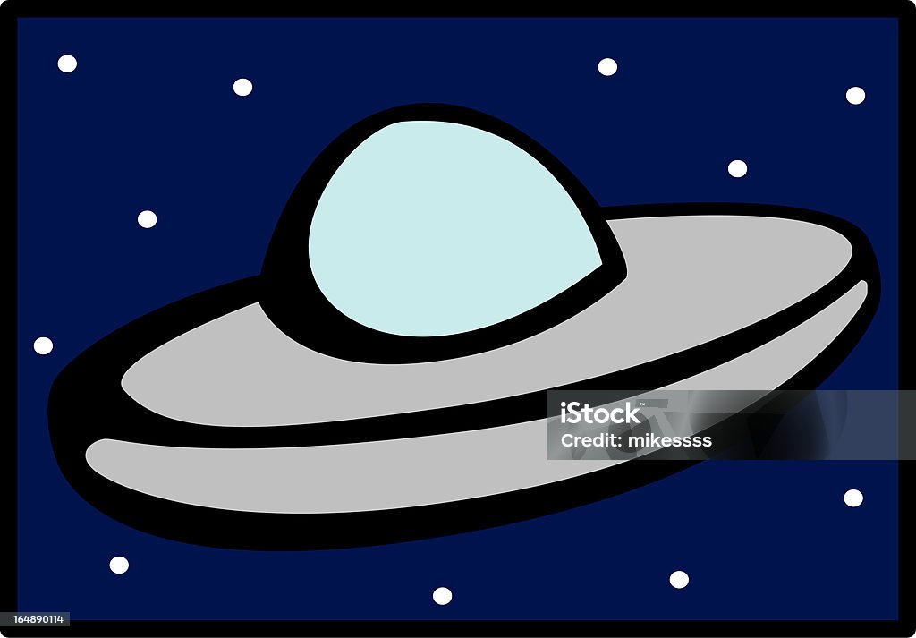 НЛО Отправляйте в небе - Векторная графика Военный корабль роялти-фри