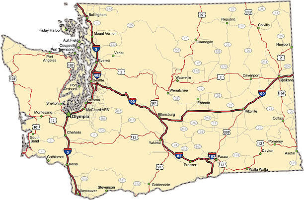 Washington Highway Map (vector) vector art illustration