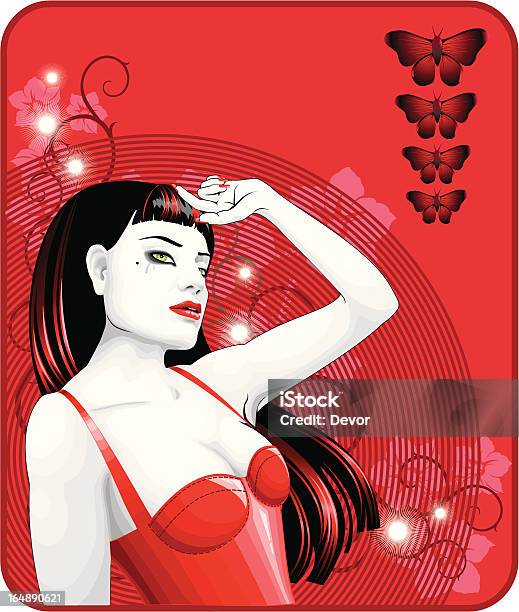 Lady In Red - Stockowe grafiki wektorowe i więcej obrazów Clip Art - Clip Art, Czerwony, Dorosły