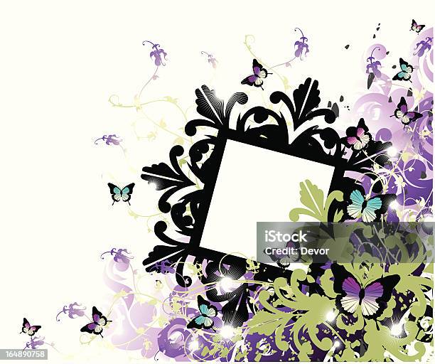 Lato Ramy Z Kwiaty I Motyle - Stockowe grafiki wektorowe i więcej obrazów Abstrakcja - Abstrakcja, Clip Art, Czarny kolor