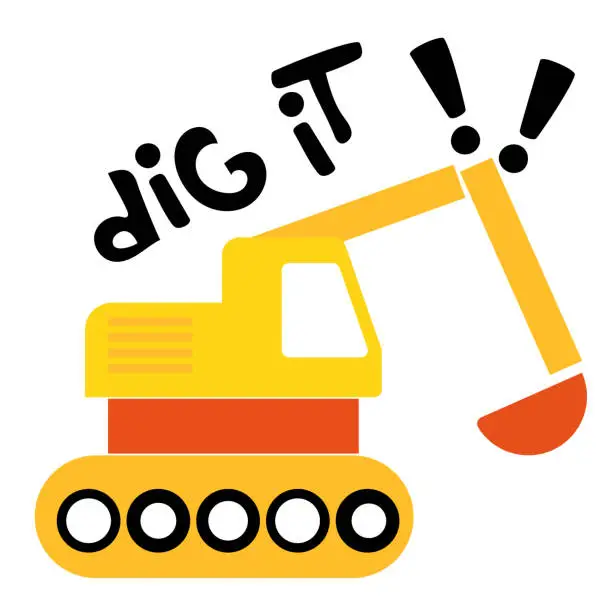 Vector illustration of Excavator Cute vector cartoon digger.