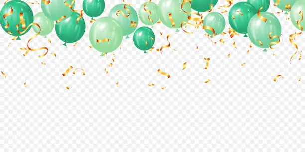 Vector illustration of realistic green balloons vector illustration banner party, grand opening and greeting card