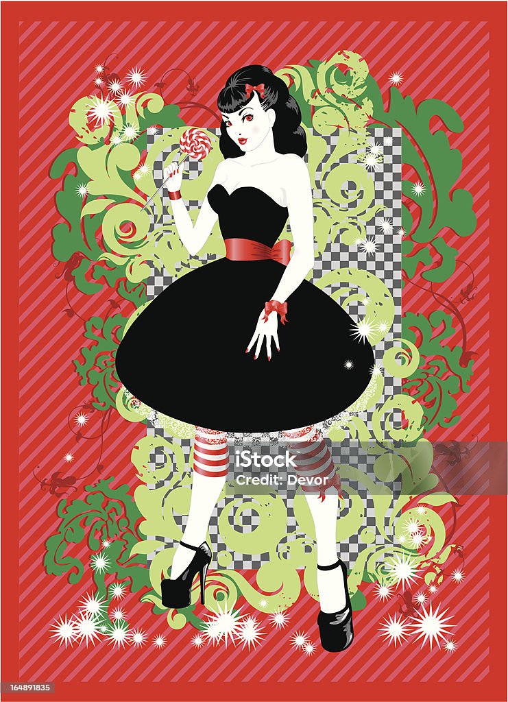 ピンナップガールのブラックのイブニングドレス - ピンナップガールのロイヤリティフリーベクトルアート