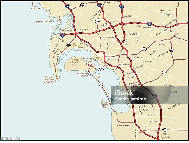 San Deigo California Mapy - Stockowe grafiki wektorowe i więcej obrazów Mapa - Mapa, San Diego, Stan Kalifornia