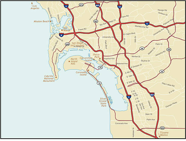 San Deigo California Map vector art illustration