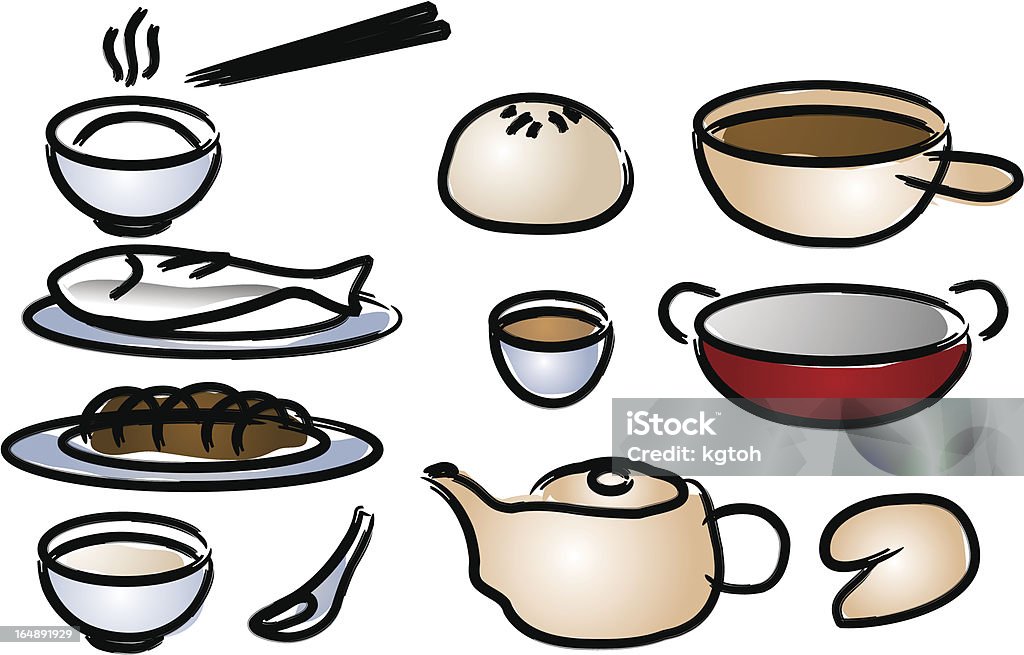 Ícones de comida chinesa - Royalty-free Arroz - Alimento Básico arte vetorial