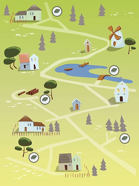 ilustrações, clipart, desenhos animados e ícones de geocaching mapa - forest woods hiking dirt road