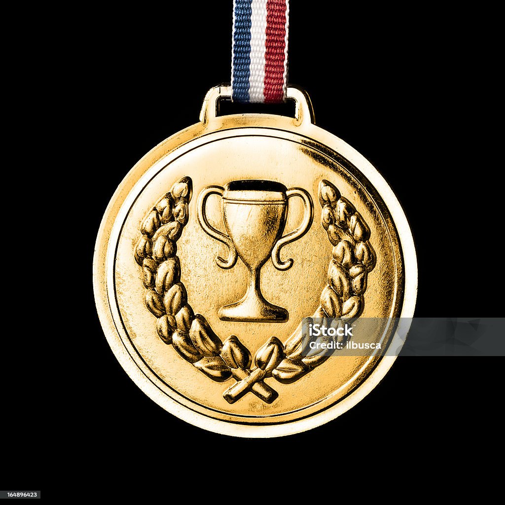 Medalhas olímpicas isolado no preto: Ouro - Royalty-free Medalha de Ouro Foto de stock