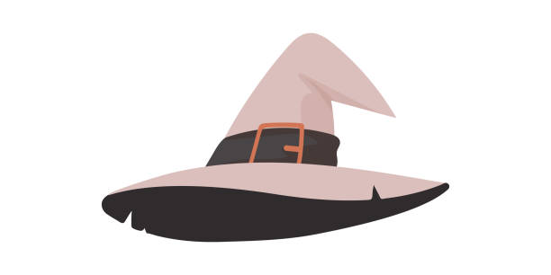 istock A big, sharp hat that witches put on their heads. Halloween hat that resembles a baseball cap. Cartoon style, Vector Illustration 1649028143