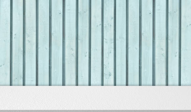 istock Studio Background blue Wood wall texture with cement white floor,Vintage wood stripe surface with light  shadow and Concrete flooring,Backdrop product Display presentation 1649033502