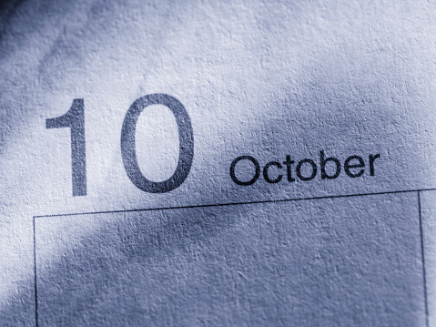 Calendar with month number 10, October