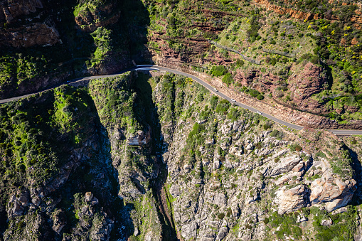 Aerial view of Chapman's Peak drive in Cape Town, Western Cape, South Africa, Africa