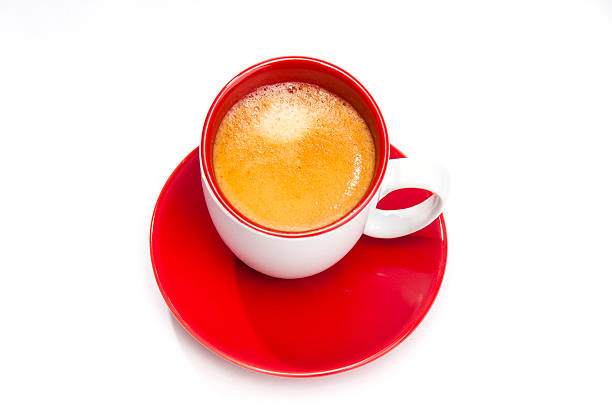 istock Expresso coffee in red and white cup from the top 164907418