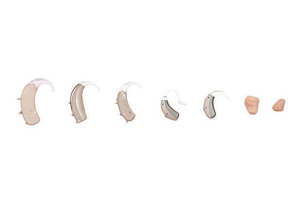 hearing aids, different kinds different kinds of hearing aids hearing loss photos stock pictures, royalty-free photos & images