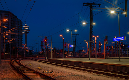 Night and evening in hauptbahnhof in capital Wien in summer