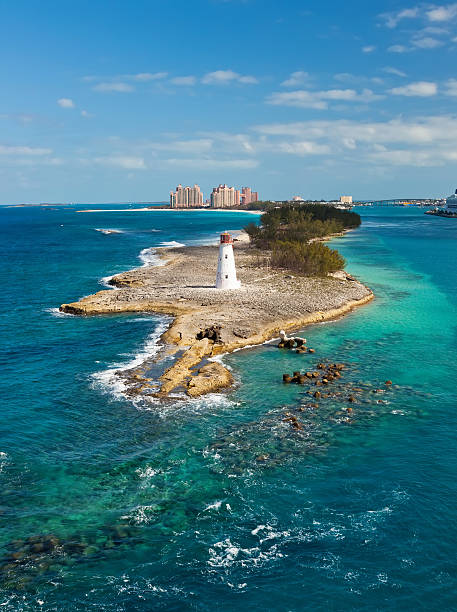 Lighthouse on Paradise Island stock photo