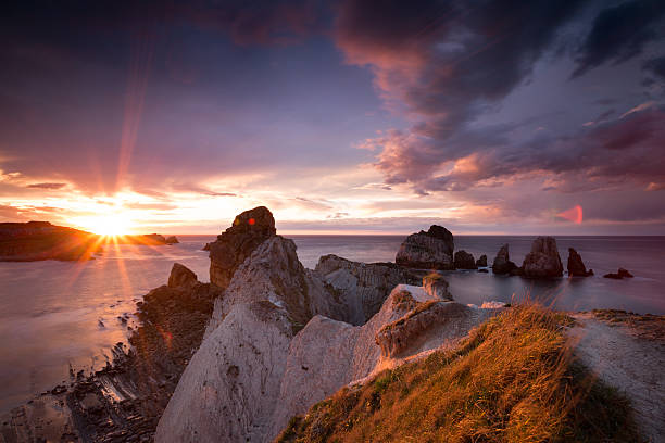 Sunset in Liencres stock photo