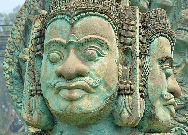Face of the Buddha statue located at the Golden Mount Pagoda of Wat Saket.