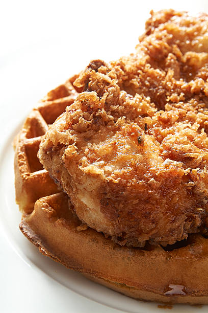 Fried chicken & waffles stock photo